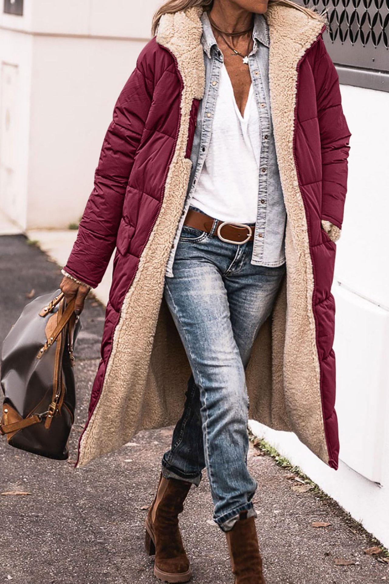 Katri | Luxe Käännettävä Sherpa Takki