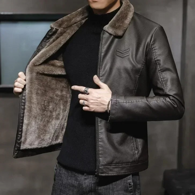 Jaska | Leather jacket with fur lining