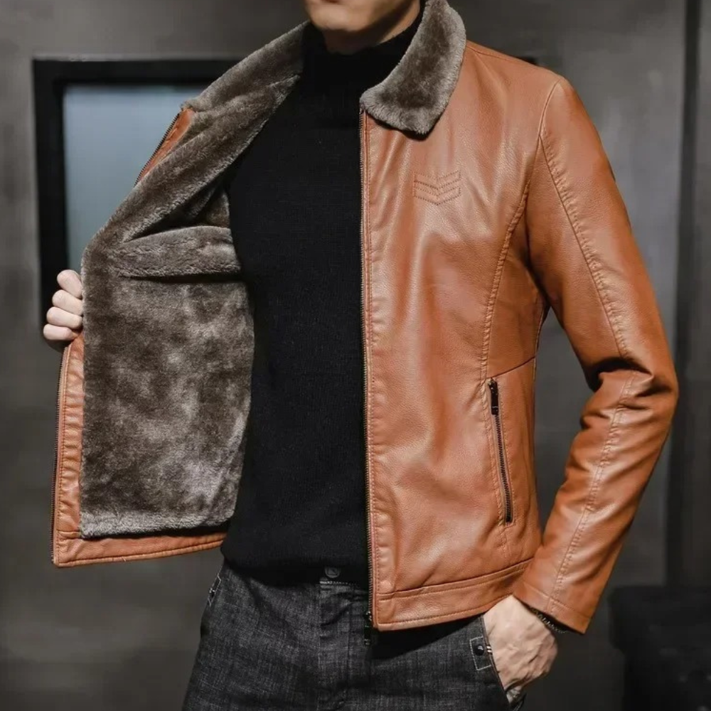 Jaska | Leather jacket with fur lining