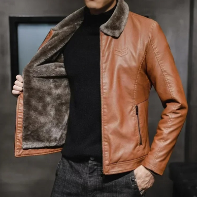 Jaska | Leather jacket with fur lining