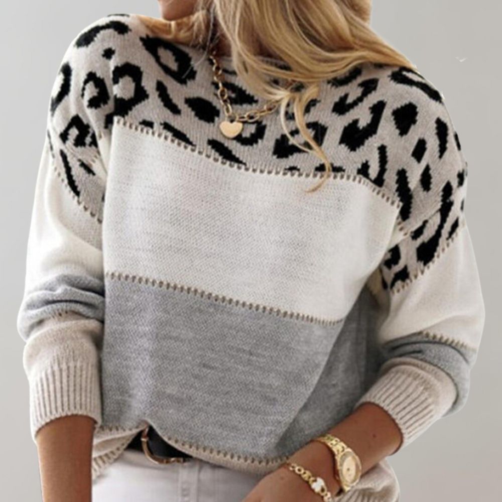 Sini | Leopardin kuviollinen villapaita
