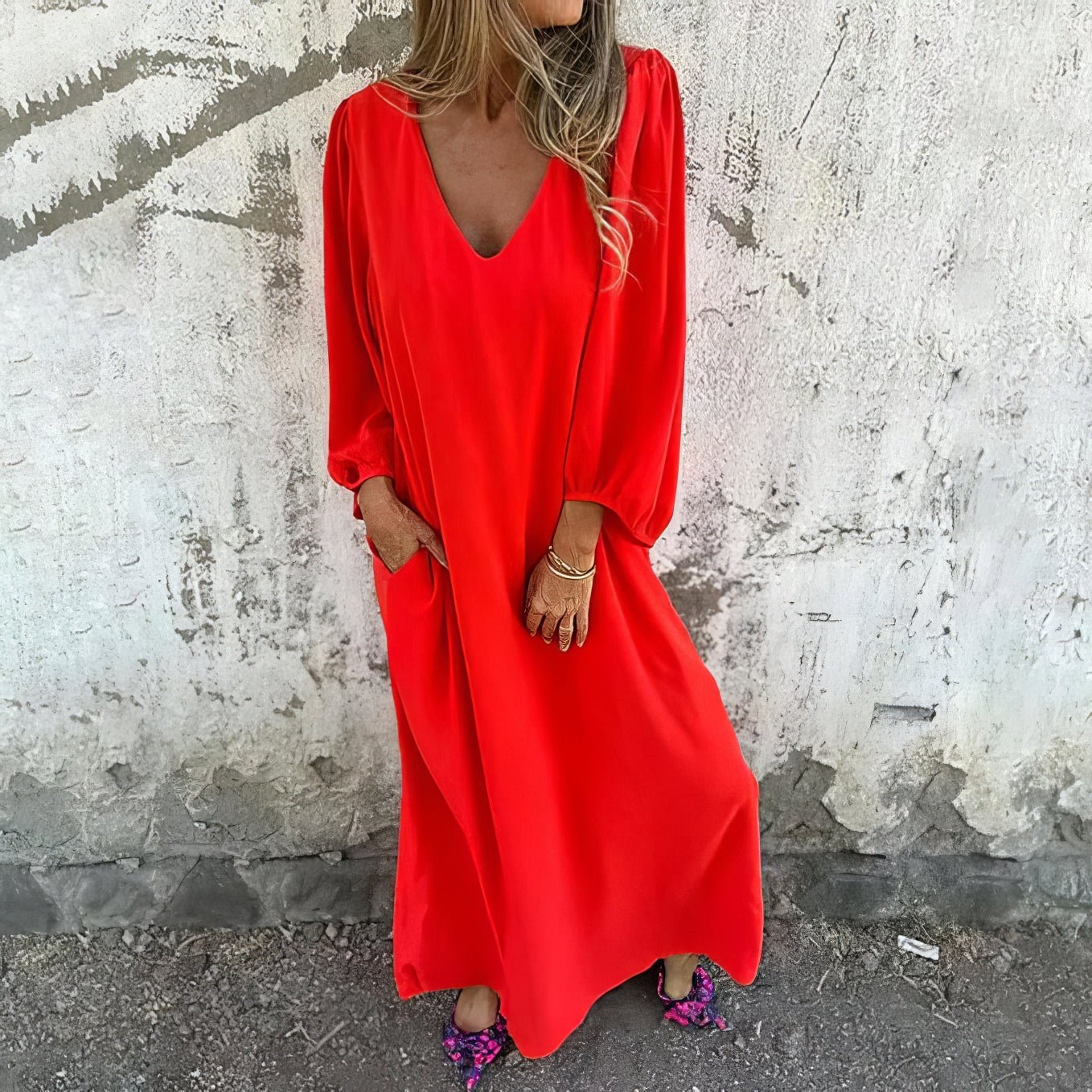 Piia | Pitkä Boho Mekko Taskuilla